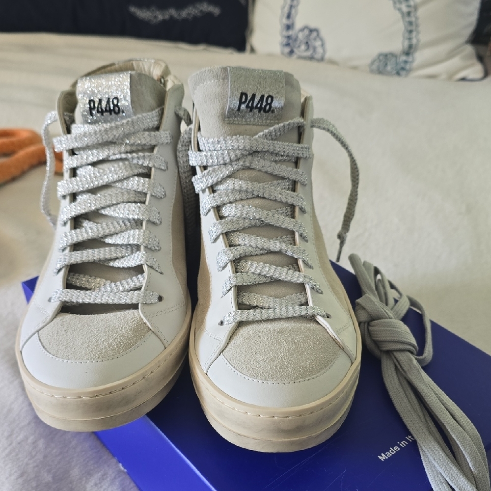 P448 Women's Cream High-Top Sneakers